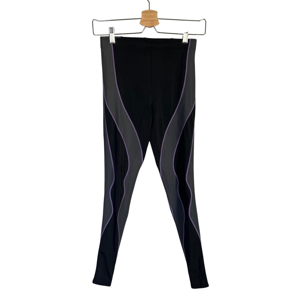 CW-X Women's Compression Leggings Women's M Black Gray Drawstring Tight Running